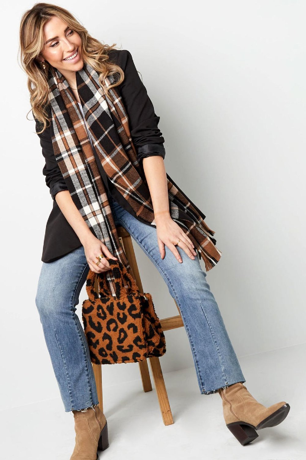 Handtas teddy dierenprint Beige Polyester h5Afbeelding4